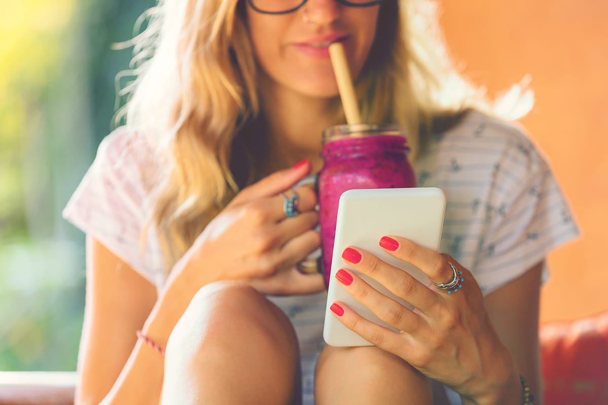 Bamboo straw in iced drink natural reusable