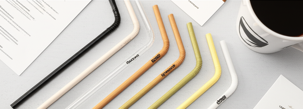 A close-up of a compostable straw with a subtle texture, highlighting its natural material
