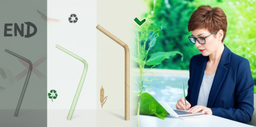 Illustration of various compostable straws