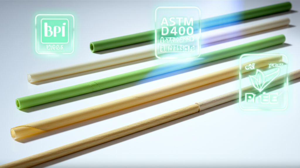 Illustration of various types of eco-friendly straws