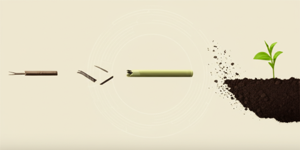 A comparative chart showing different straw types and their decomposition times in an engaging infographic style.