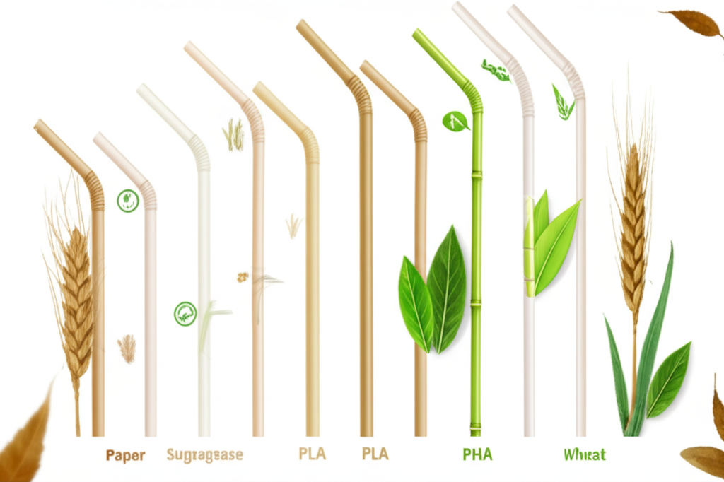 Comparison of different biodegradable straw materials