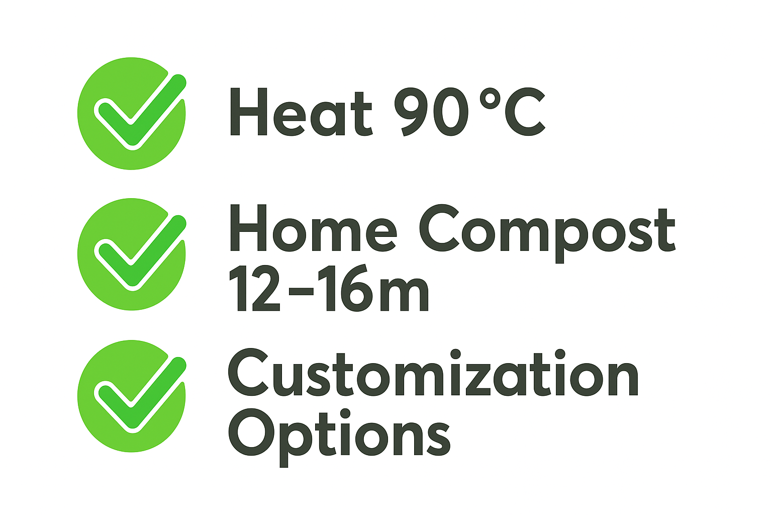 Eco-business infographic showing MOMOIO straws’ advantages: heat-resistant, home-compostable, customizable.