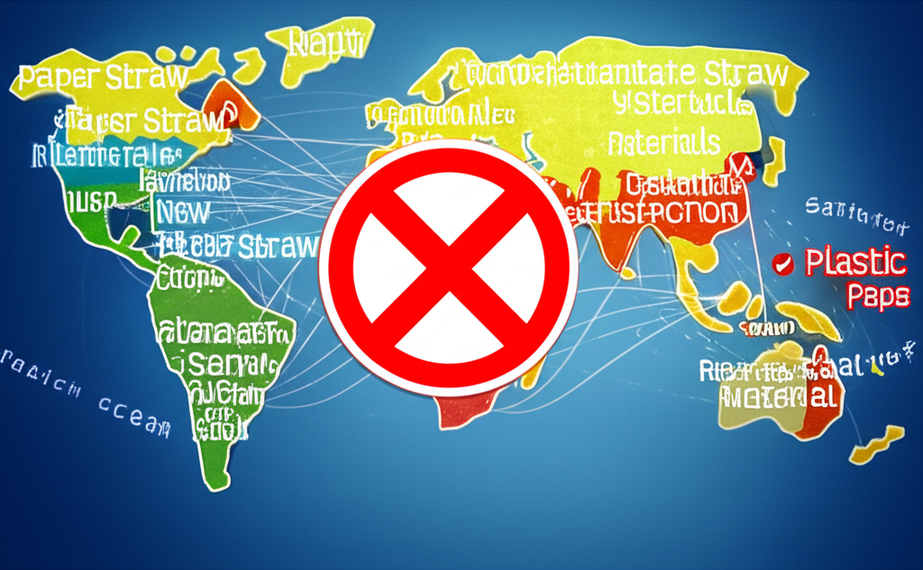 Illustration of a globe surrounded by various eco-friendly symbols