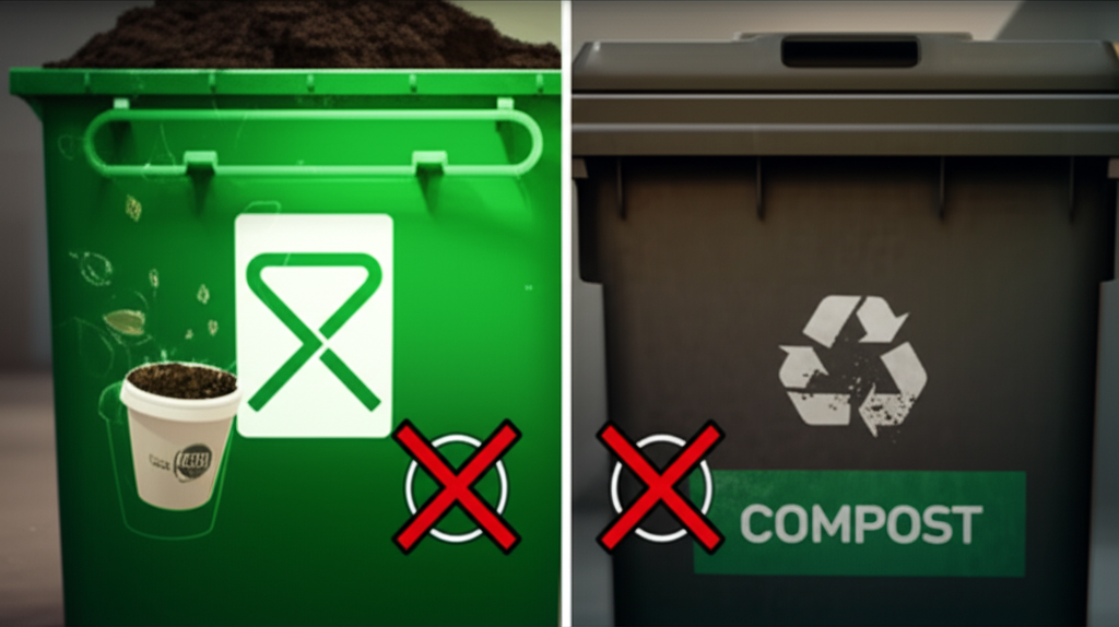Waste sorting bins for compostable and non-compostable items