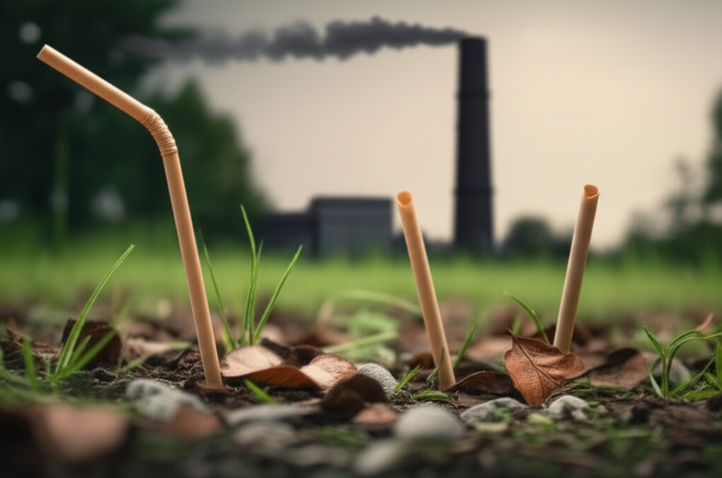 Illustration of different types of eco-friendly straws