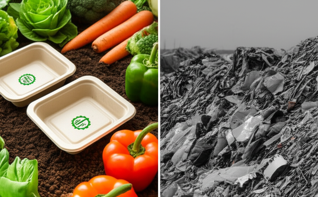 Illustration of clear labeling on compostable products