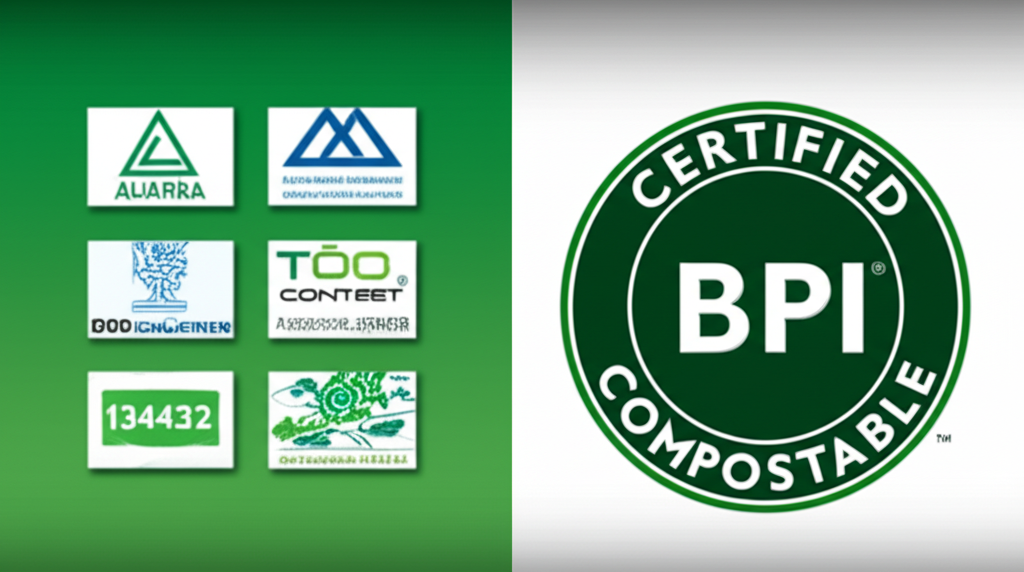 Illustration comparing decomposition of biodegradable vs compostable straws