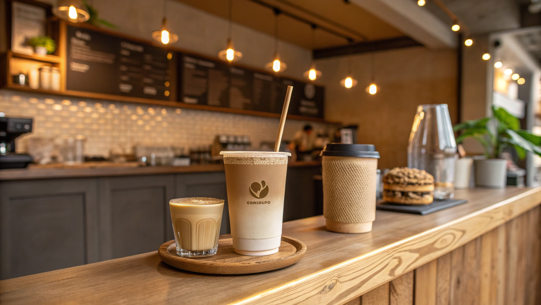 Eco-friendly sugarcane straws in cafés