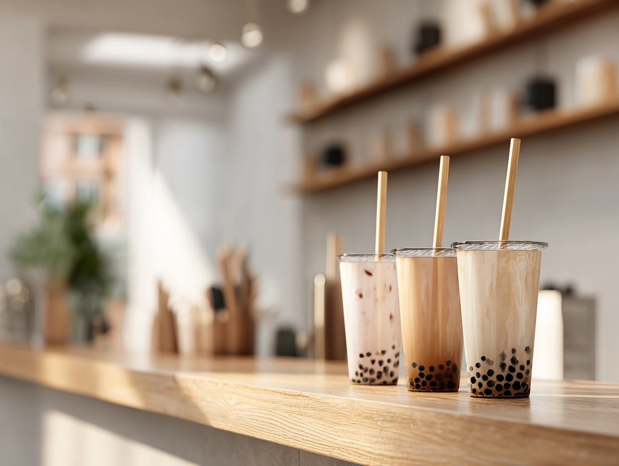Cafés and bubble tea — sugarcane straws for coffee, juice, boba