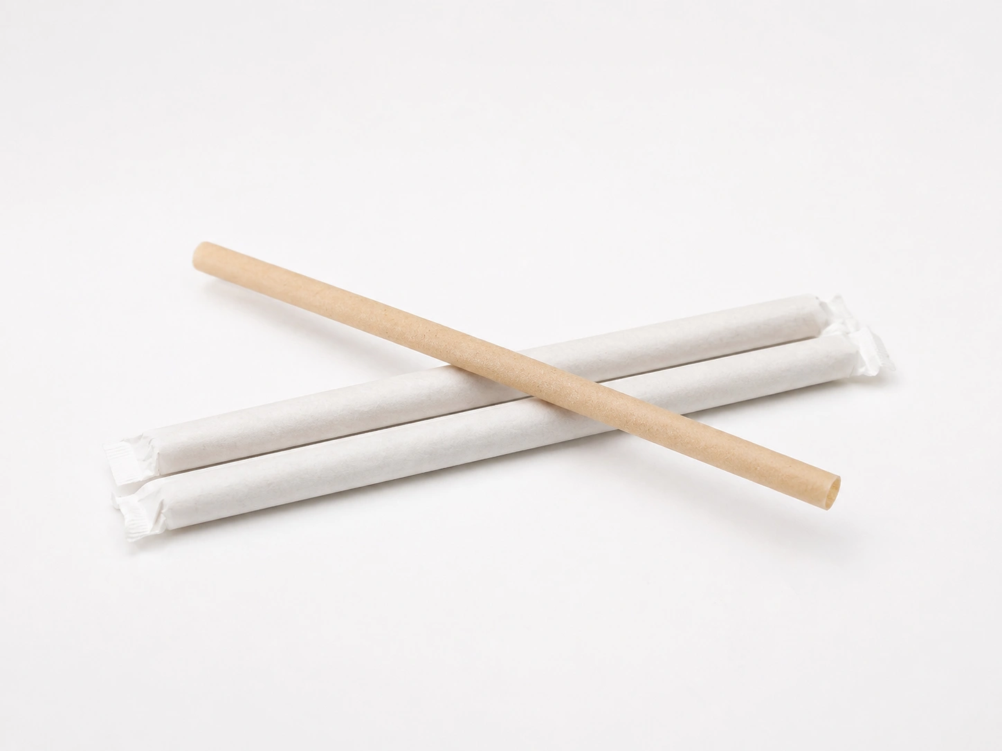 Custom wrapped sugarcane straws with plain paper sleeves
