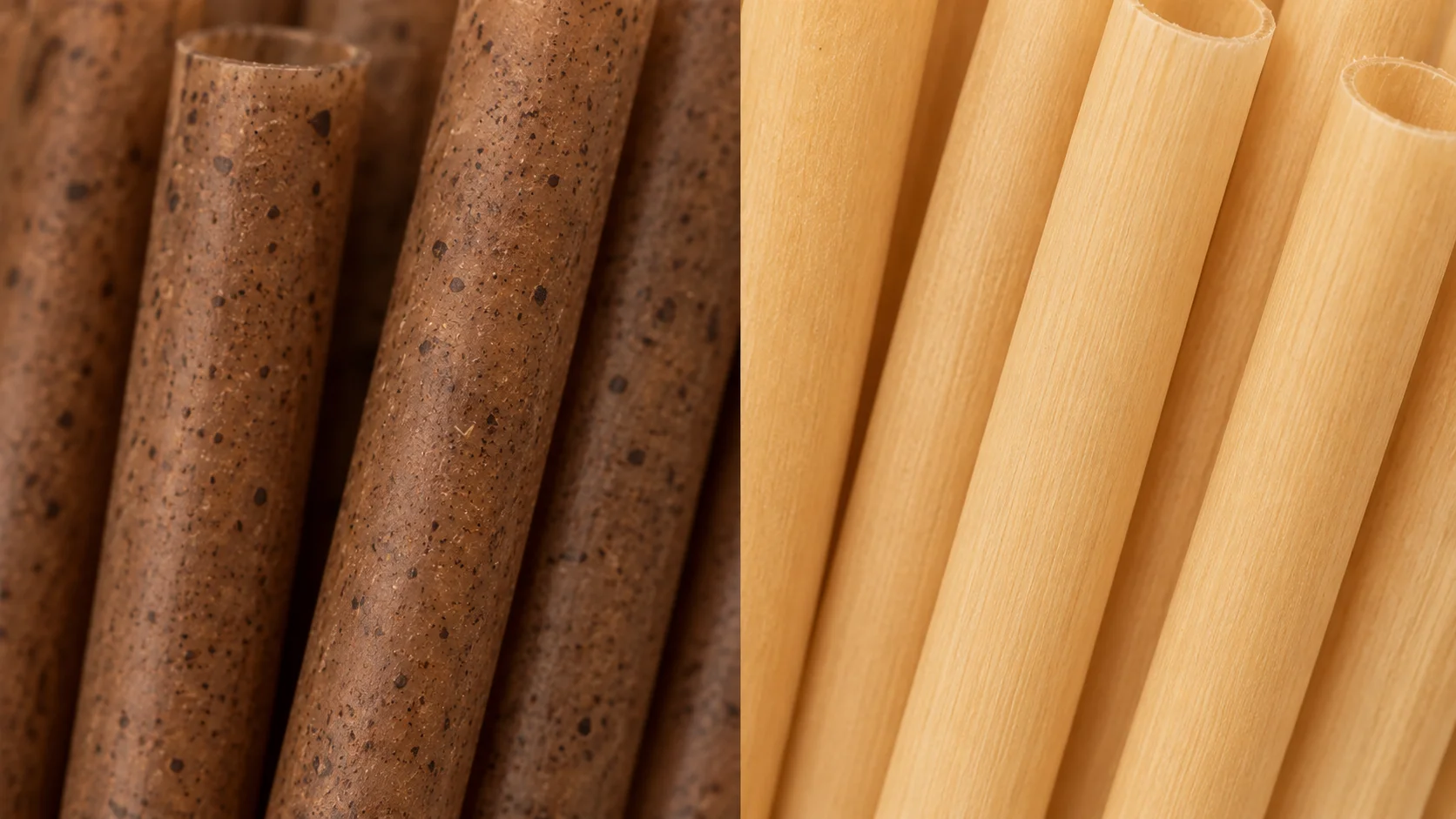 Coffee ground vs sugarcane straw macro surface texture comparison