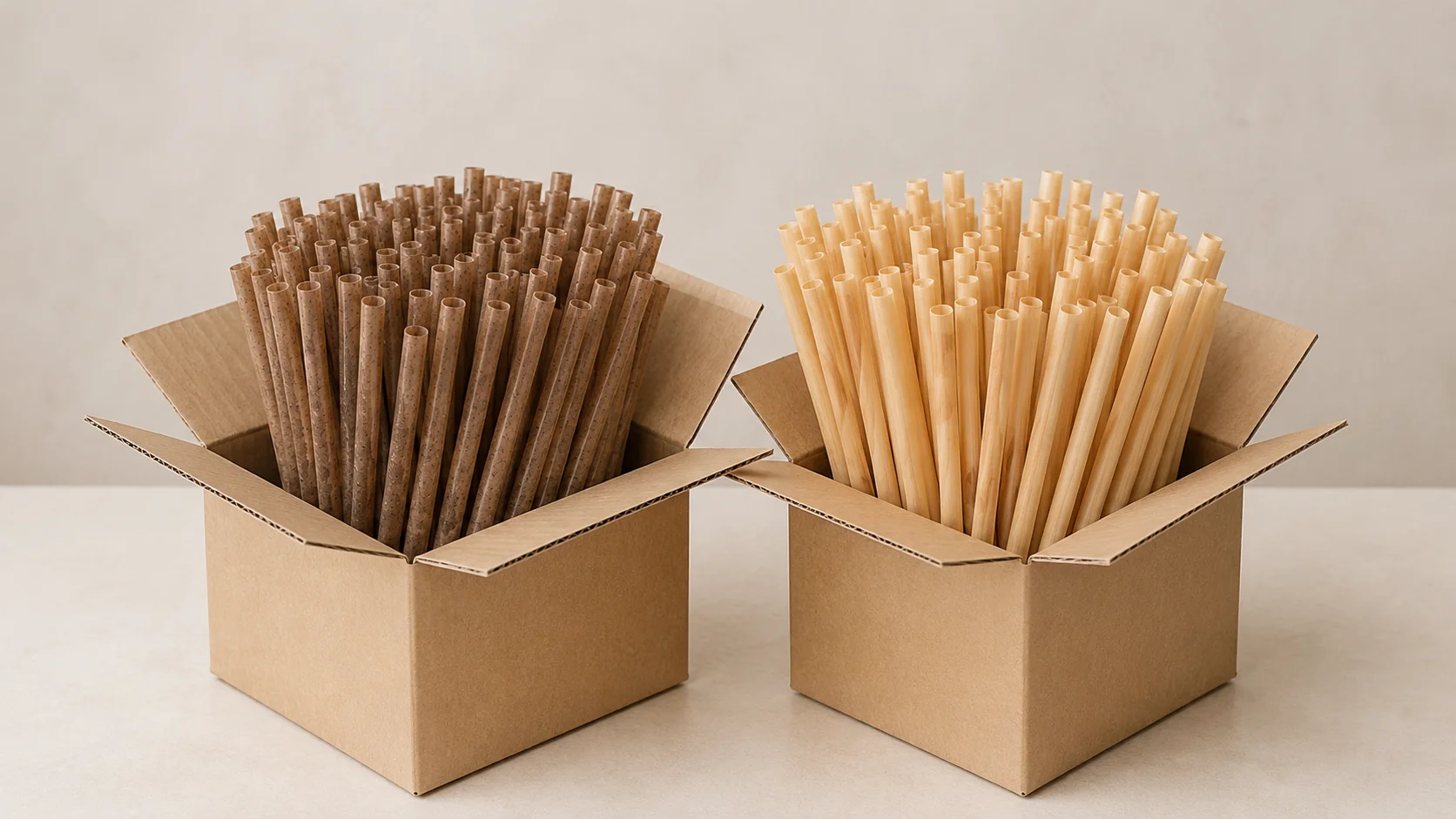 Coffee ground and sugarcane straws in bulk packaging wholesale