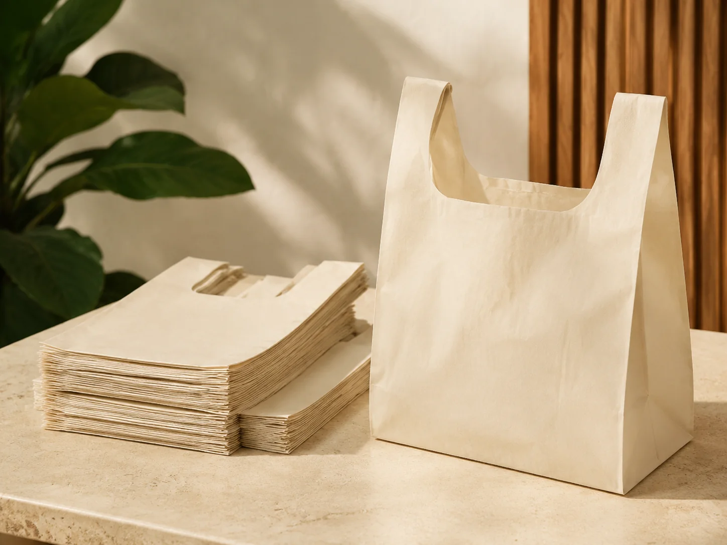 Compostable foodservice and retail bags — flat handle bag