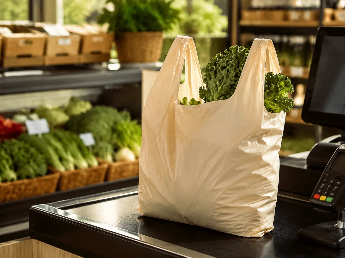 Compostable foodservice and retail bags — bag and cup service