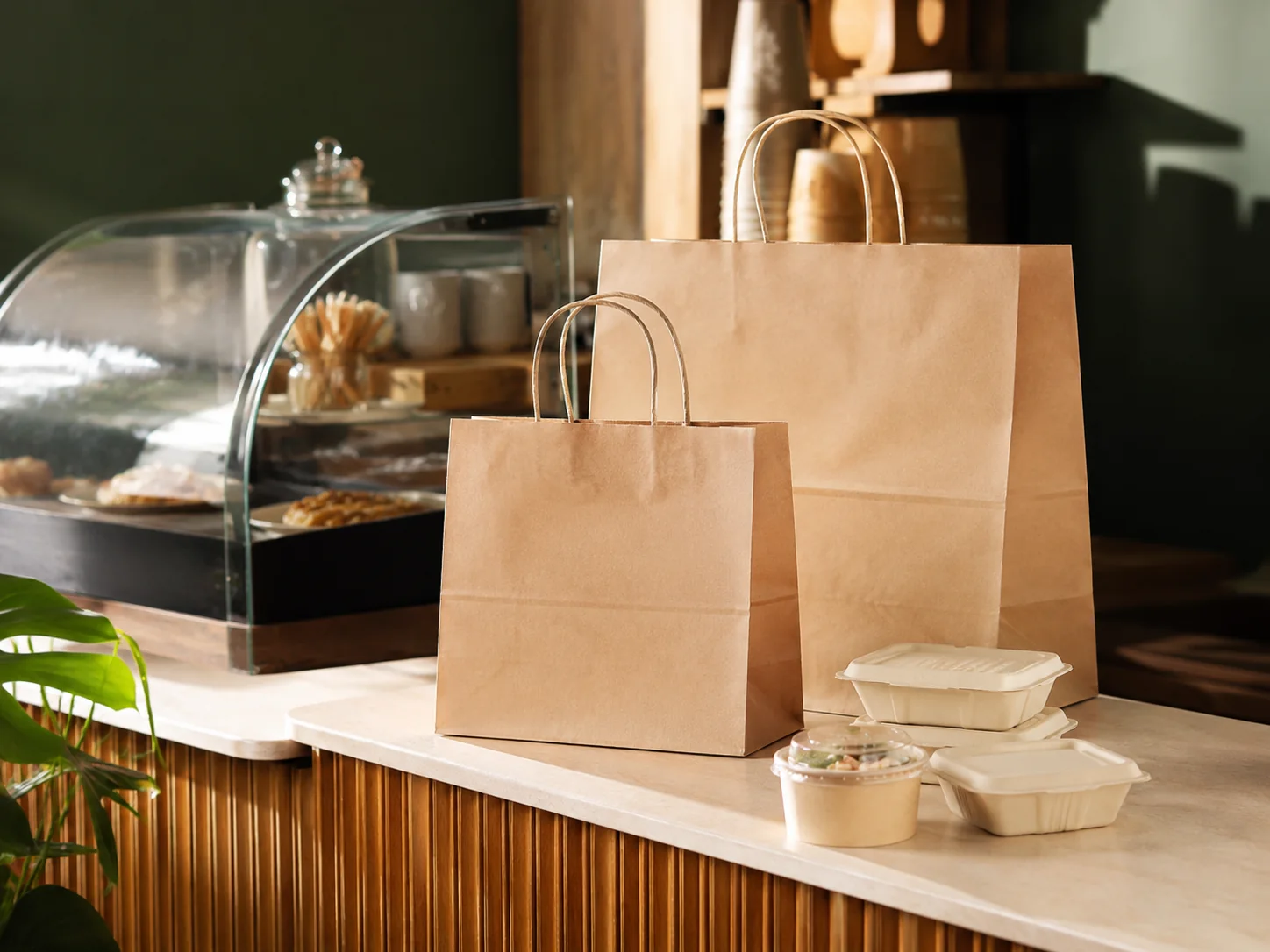 Compostable foodservice and retail bags — retail bag display