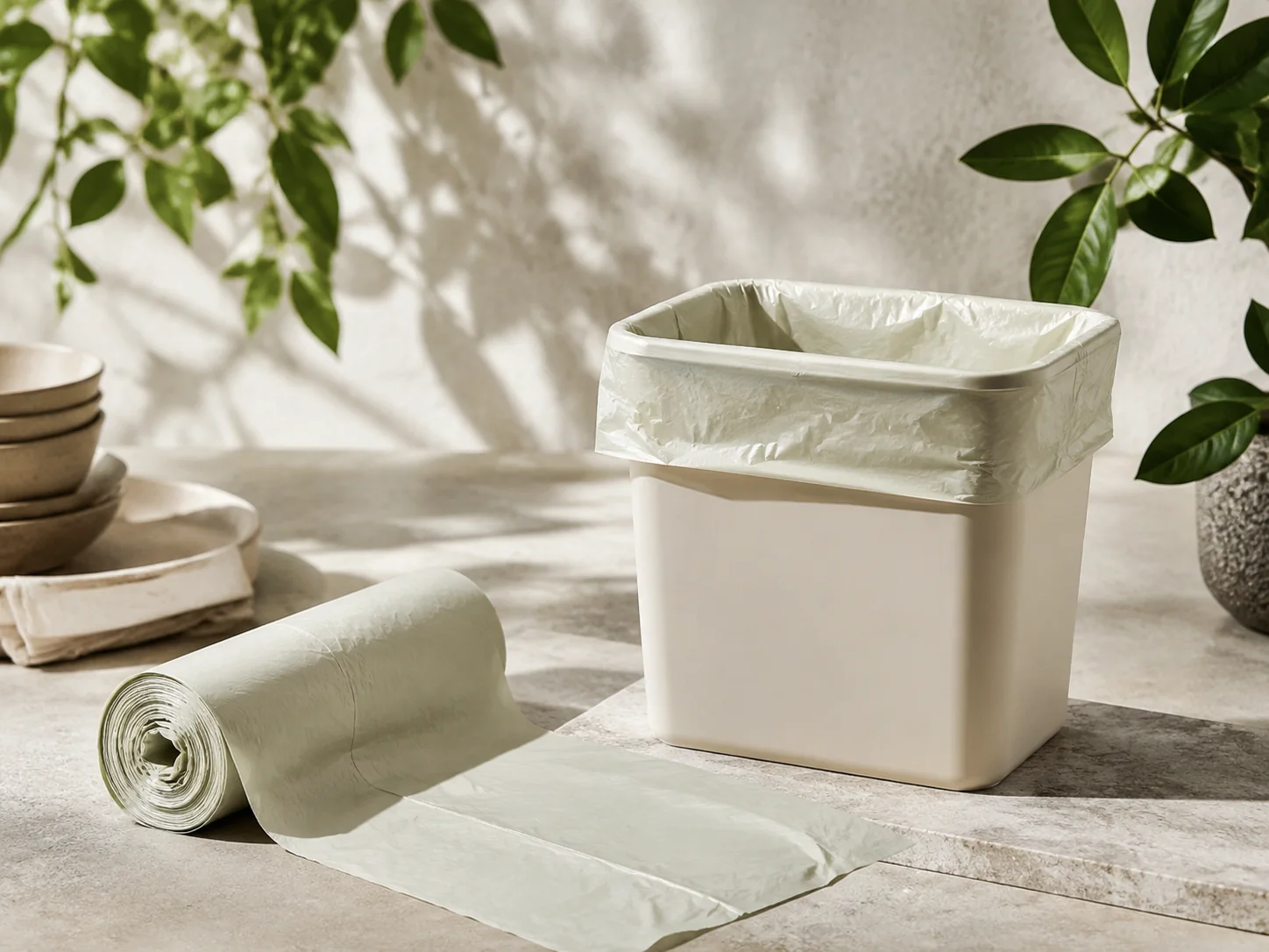 Compostable foodservice and retail bags — bin liner roll