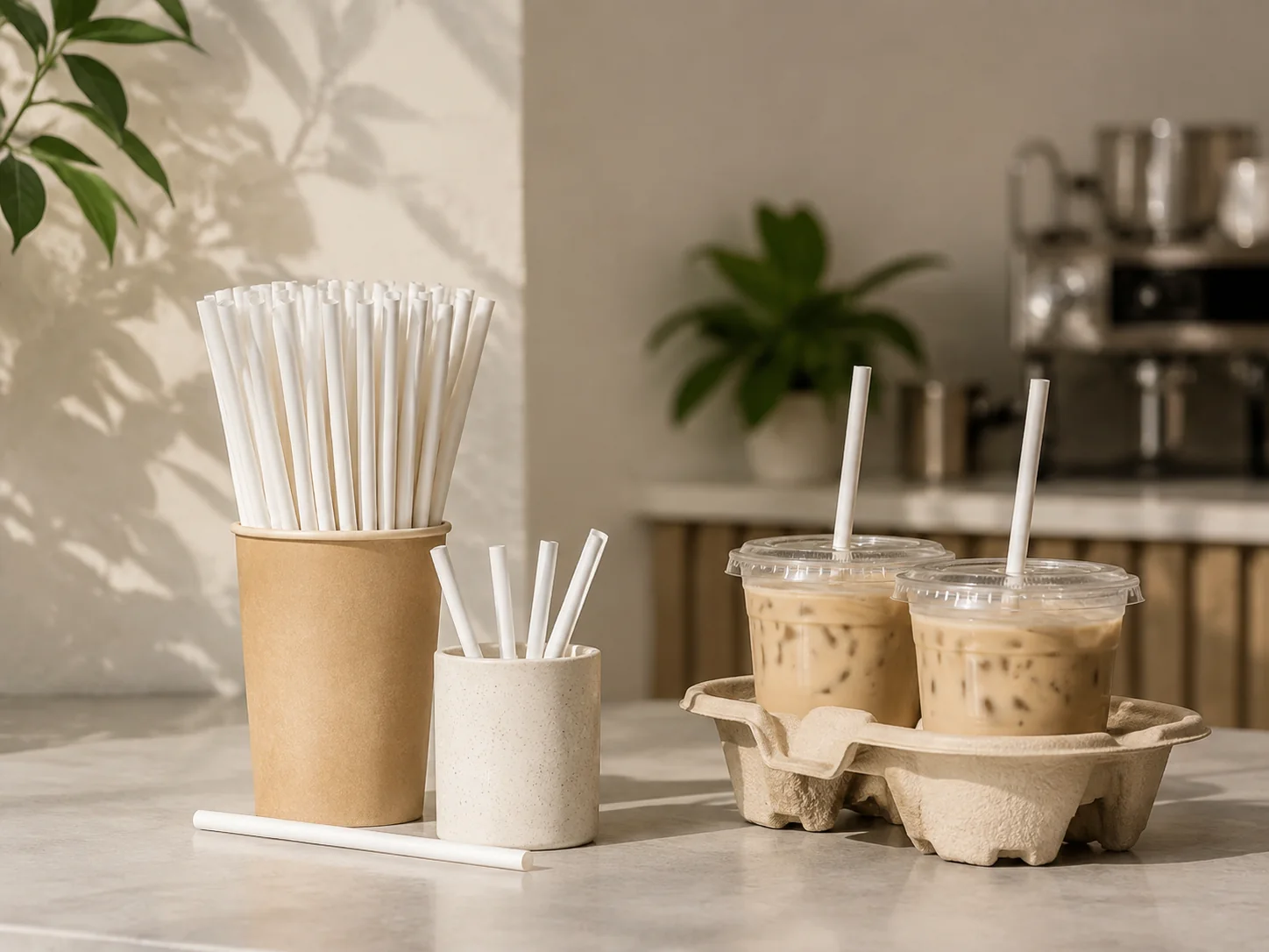 Compostable drinking straws for foodservice — cafe service