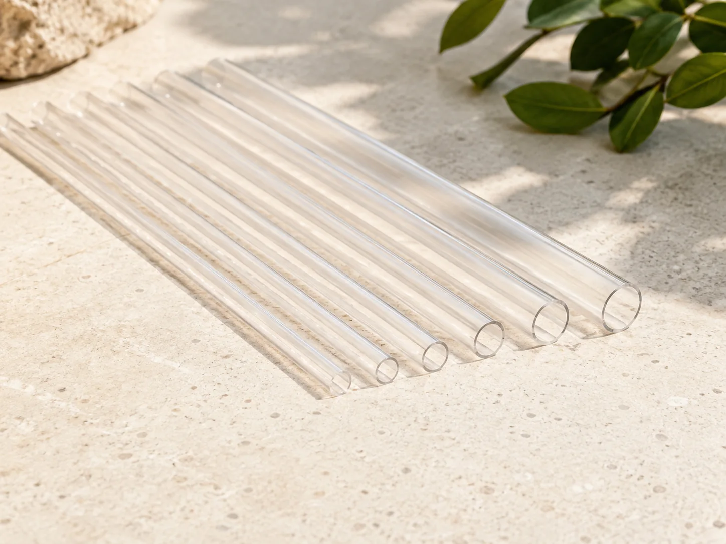 Compostable drinking straws for foodservice — clear straw detail