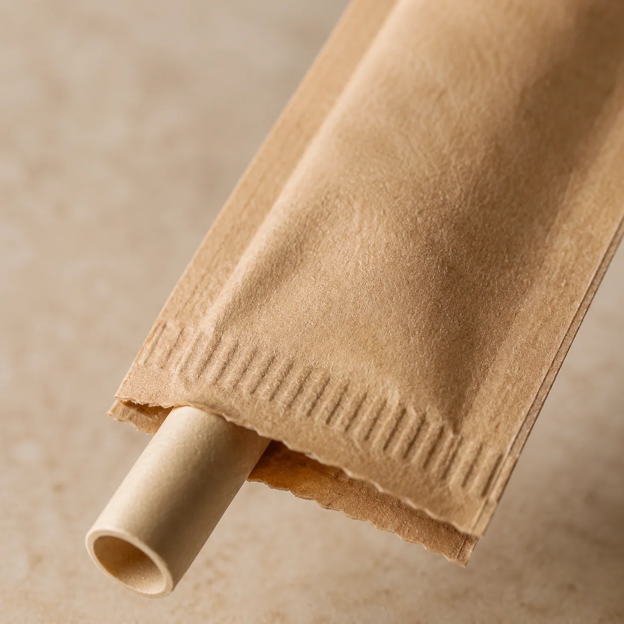Compostable drinking straws for foodservice — wrapped straw detail
