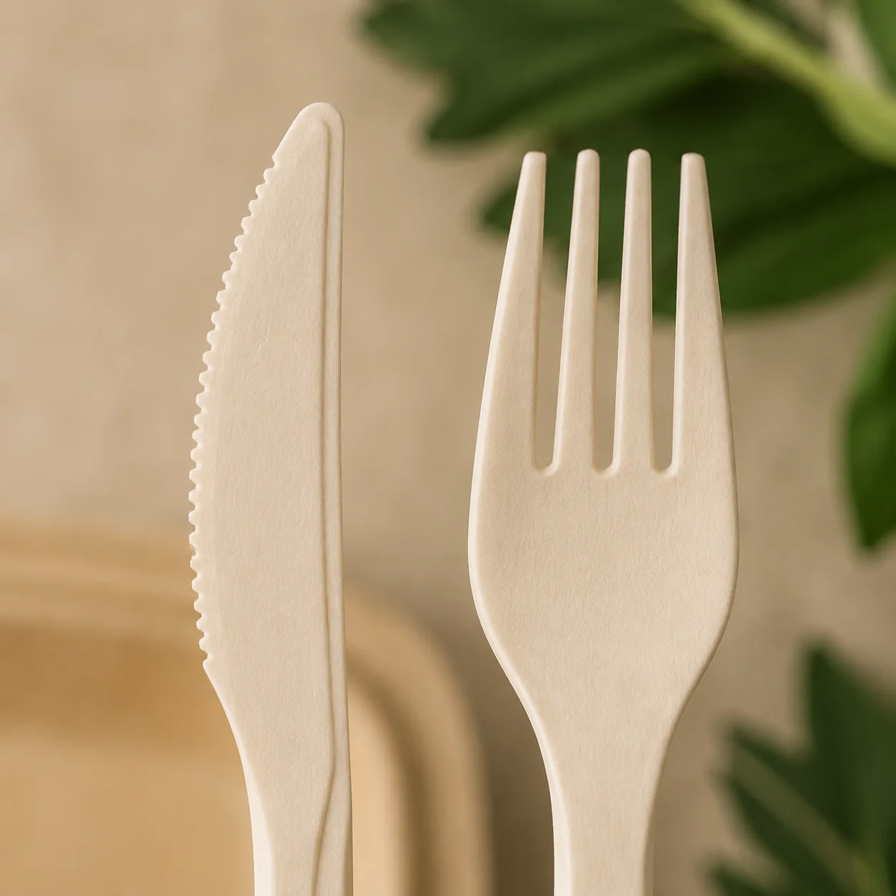 Wooden cutlery set for foodservice