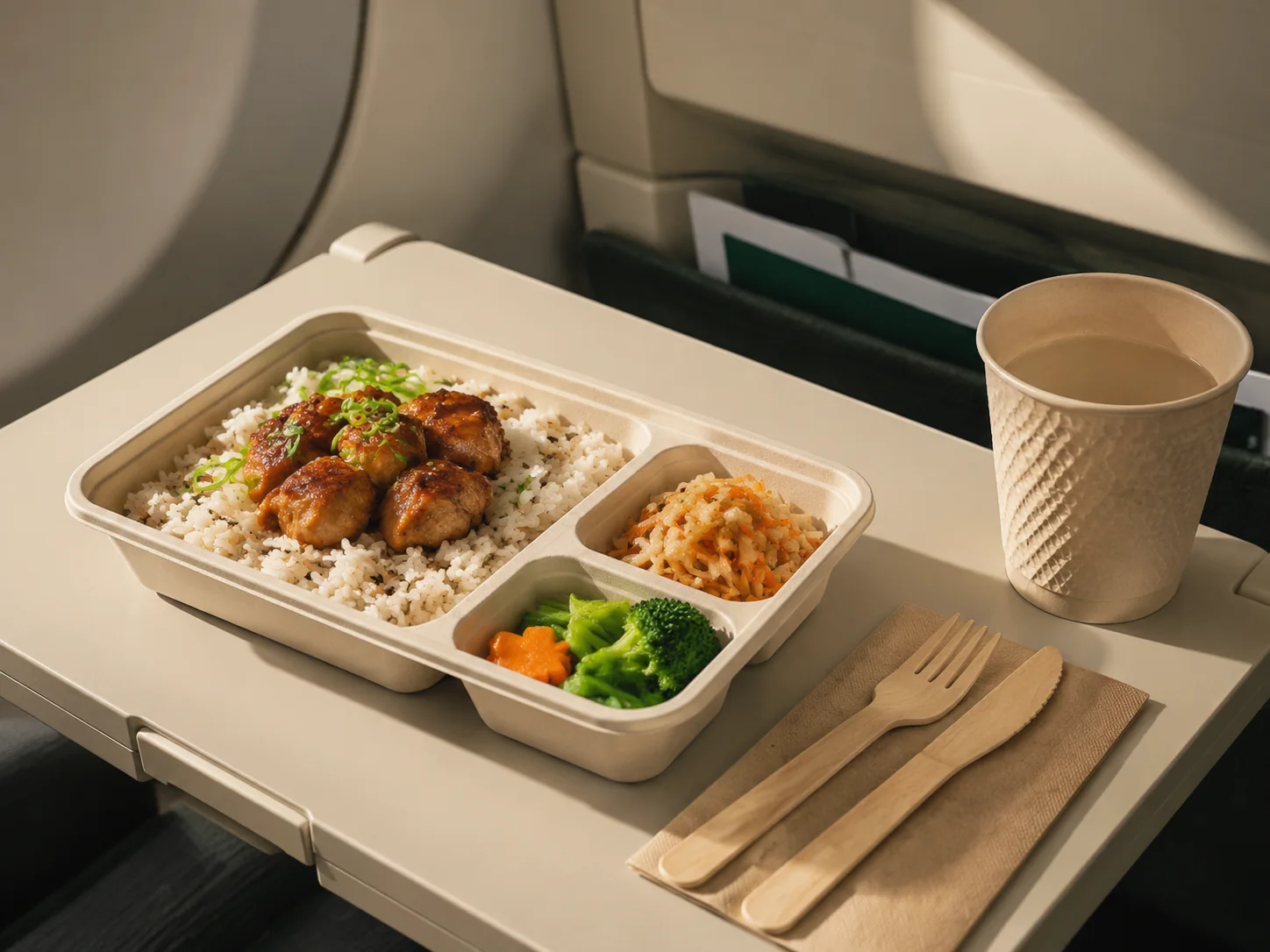 Compostable tableware and cutlery for foodservice — meal tray service