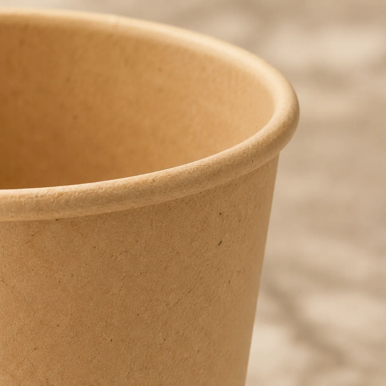 Compostable paper cups and lid options — cup rim detail