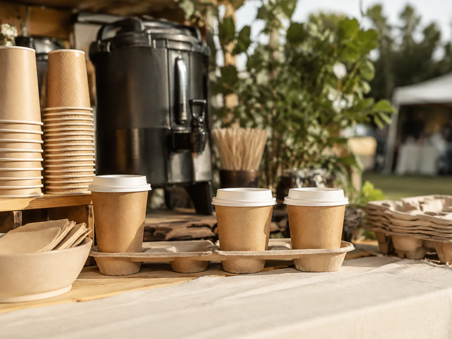 Compostable paper cups and lid options — cold cup lid detail
