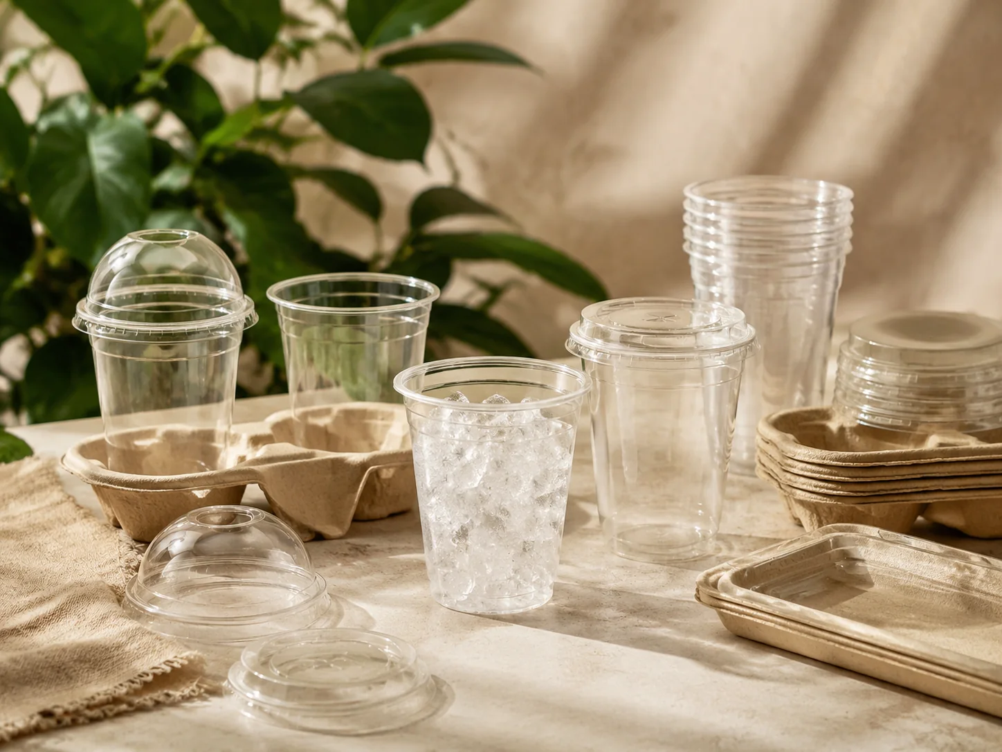 Compostable paper cups and lid options — cold drink service