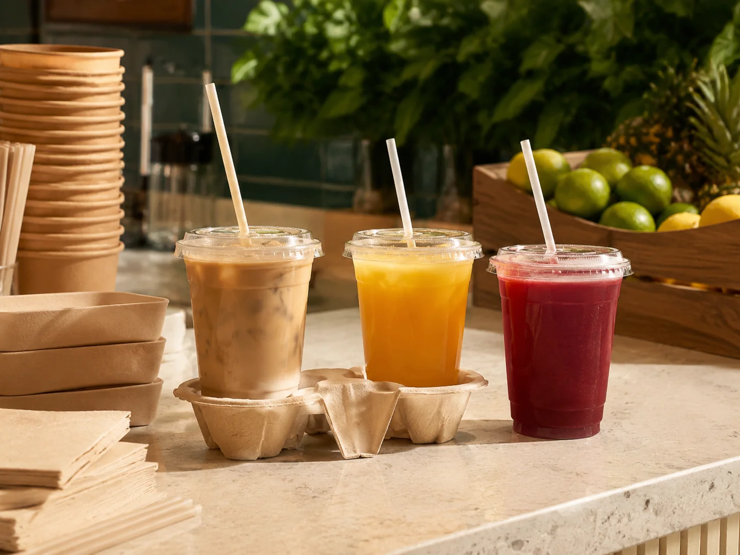 Compostable paper cups and lid options — lid detail