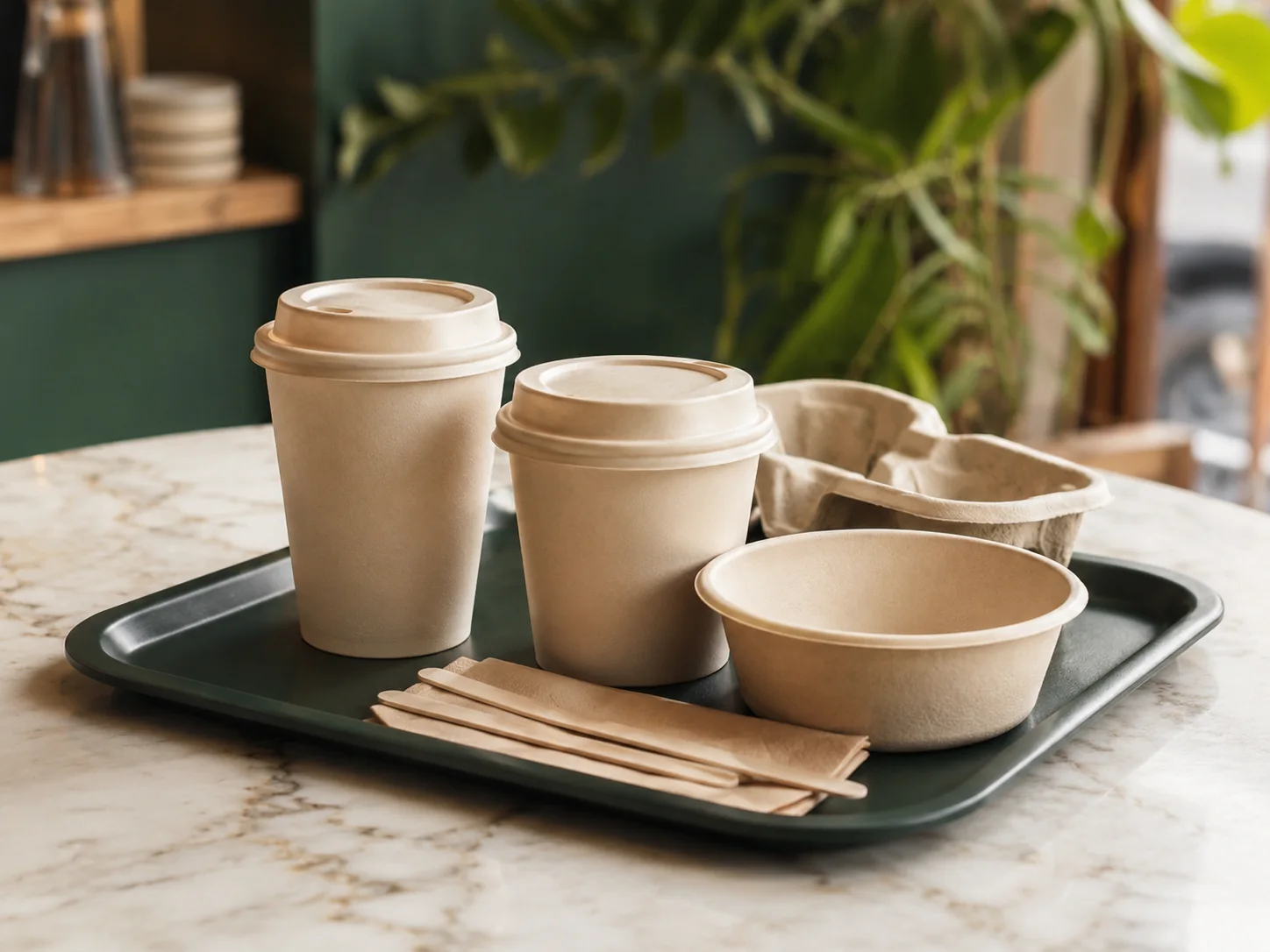 Compostable paper cups and lid options — clear cup options