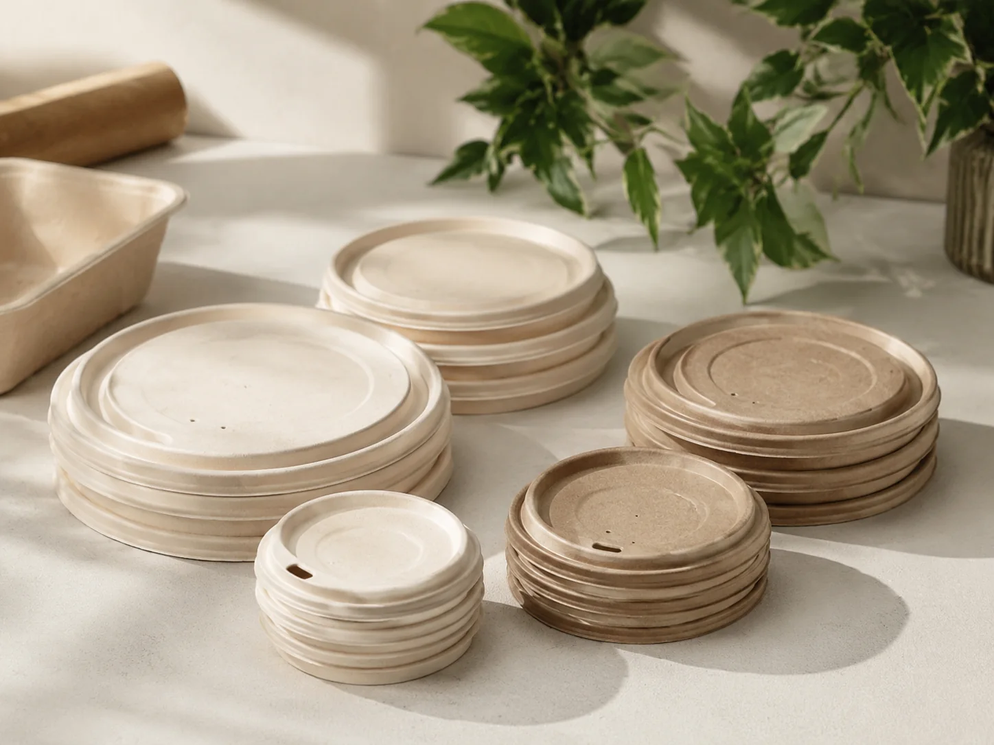 Compostable paper cups and lid options — clear lid detail