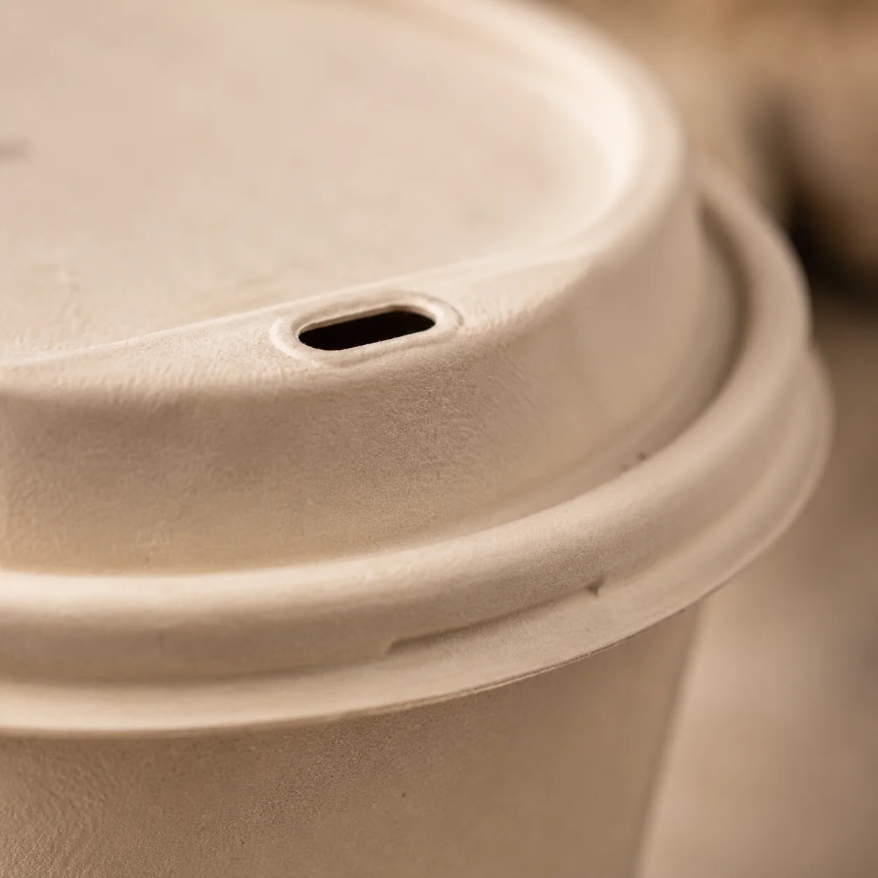 Compostable paper cups and lid options — cold drink display