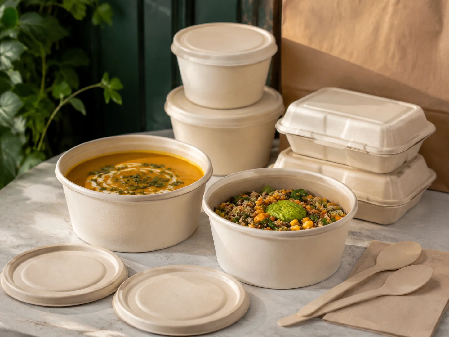 Compostable paper cups and lid options — lid close up