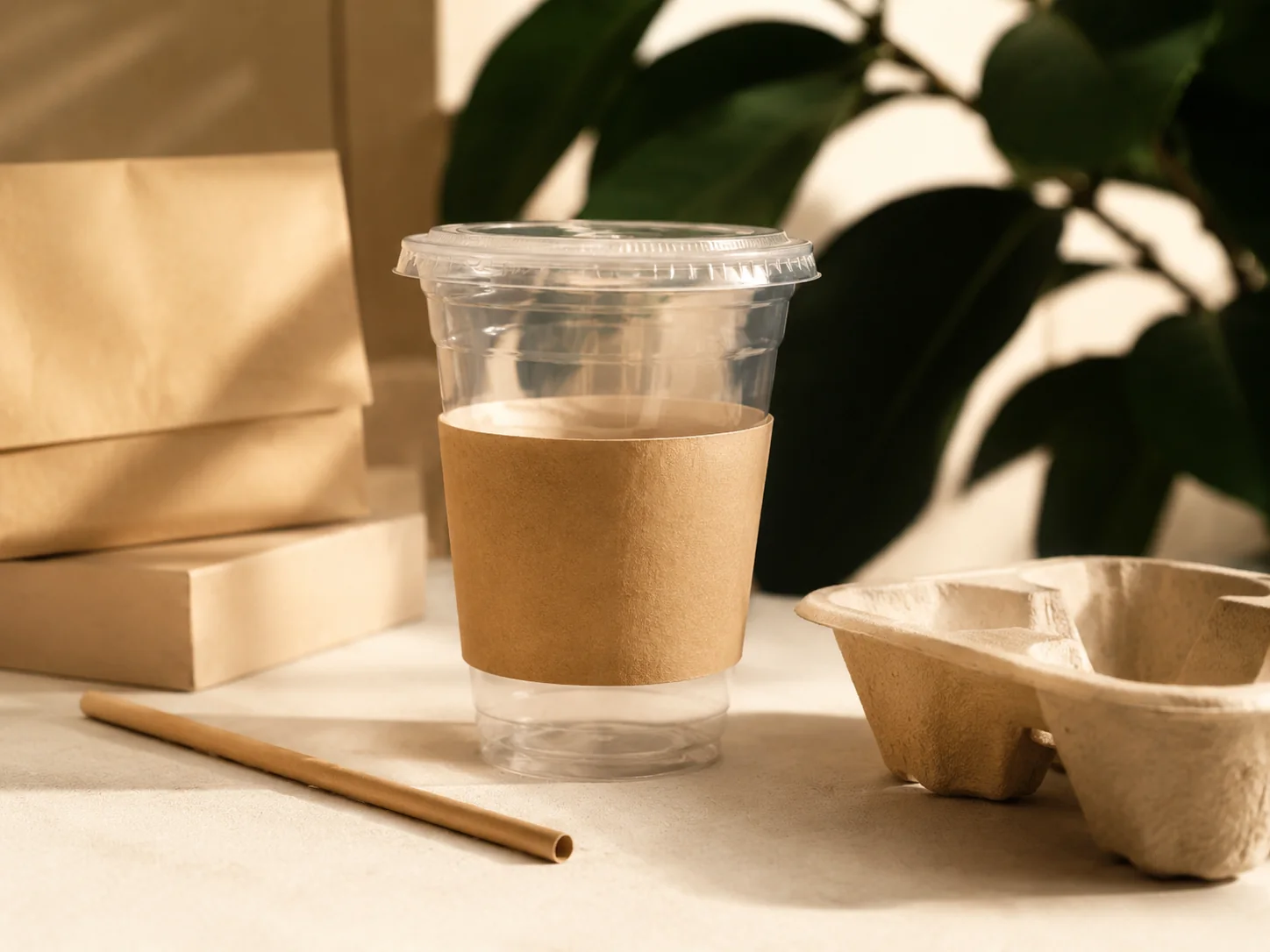 Compostable paper cups and lid options — cup and bowl range