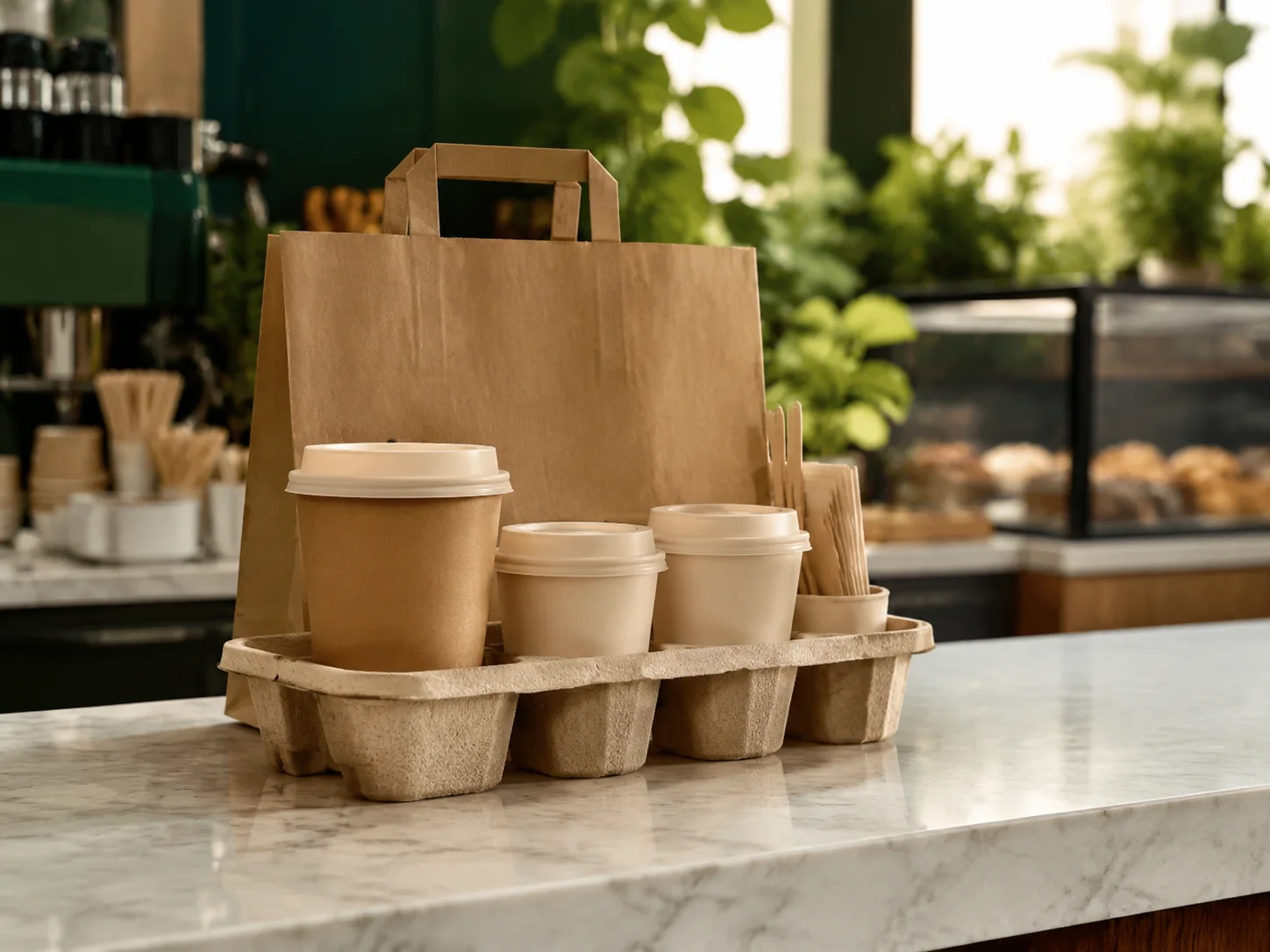 Paper cups and lids for cafe service